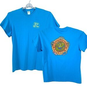 Vintage Zoo Crew Jesus’ Love Tee Weird Animals Distressed Graphic Blue Size L